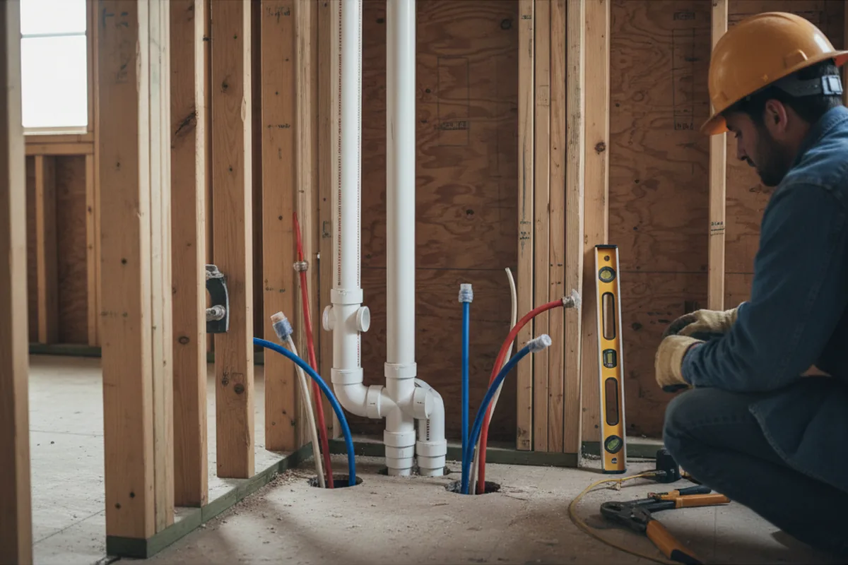 Drain and supply rough-in during Leak Detection in Willow Street